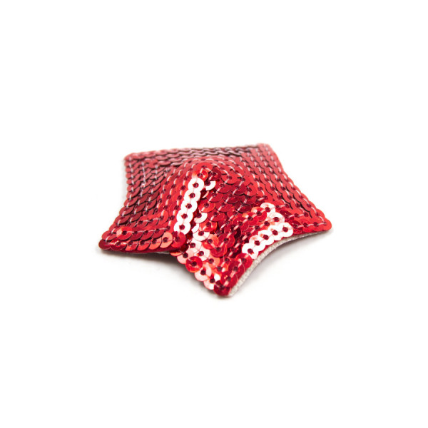 Paire de cache tétons adhésifs étoile pailletée sequin rouge 